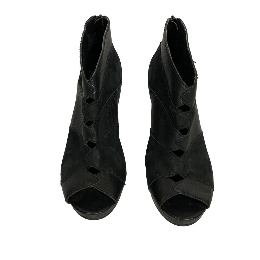 Fossil Bobbi Peep Toe Ankle Boots Booties Women’s Size 8.5 Black Leather - Picture 3 of 13